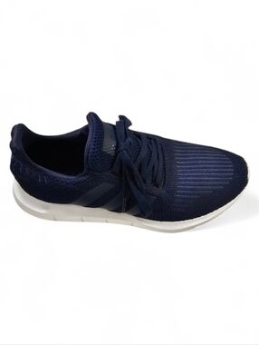 Adidas 3 Stripe Navy Men's Athletic Sneaker, Knit Upper, Size 9 1/2
